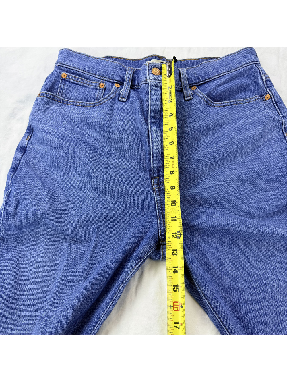Madewell The Momjean Jeans Size 30 Blue High Rise Straight Leg Stretch Denim - Picture 13 of 15